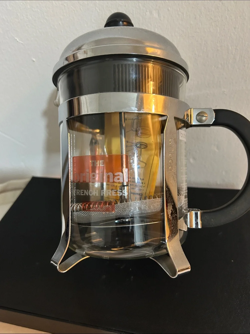 Like - New Stainless Steel and Glass French Press Coffee Maker - Black Handle